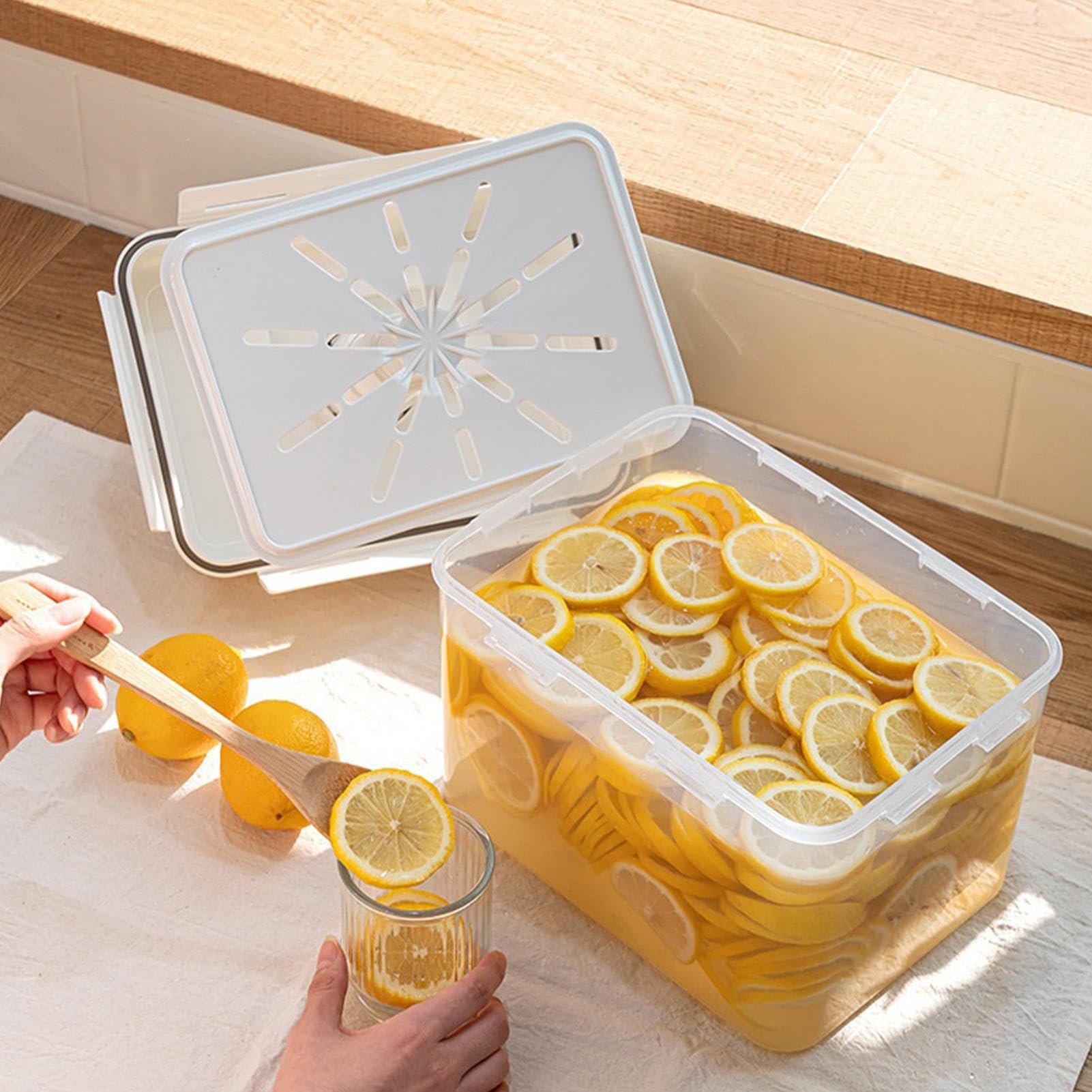 Amazon｜漬物容器 - 5L 透明 押し蓋付き,キッチン収納 大容量 漬物瓶